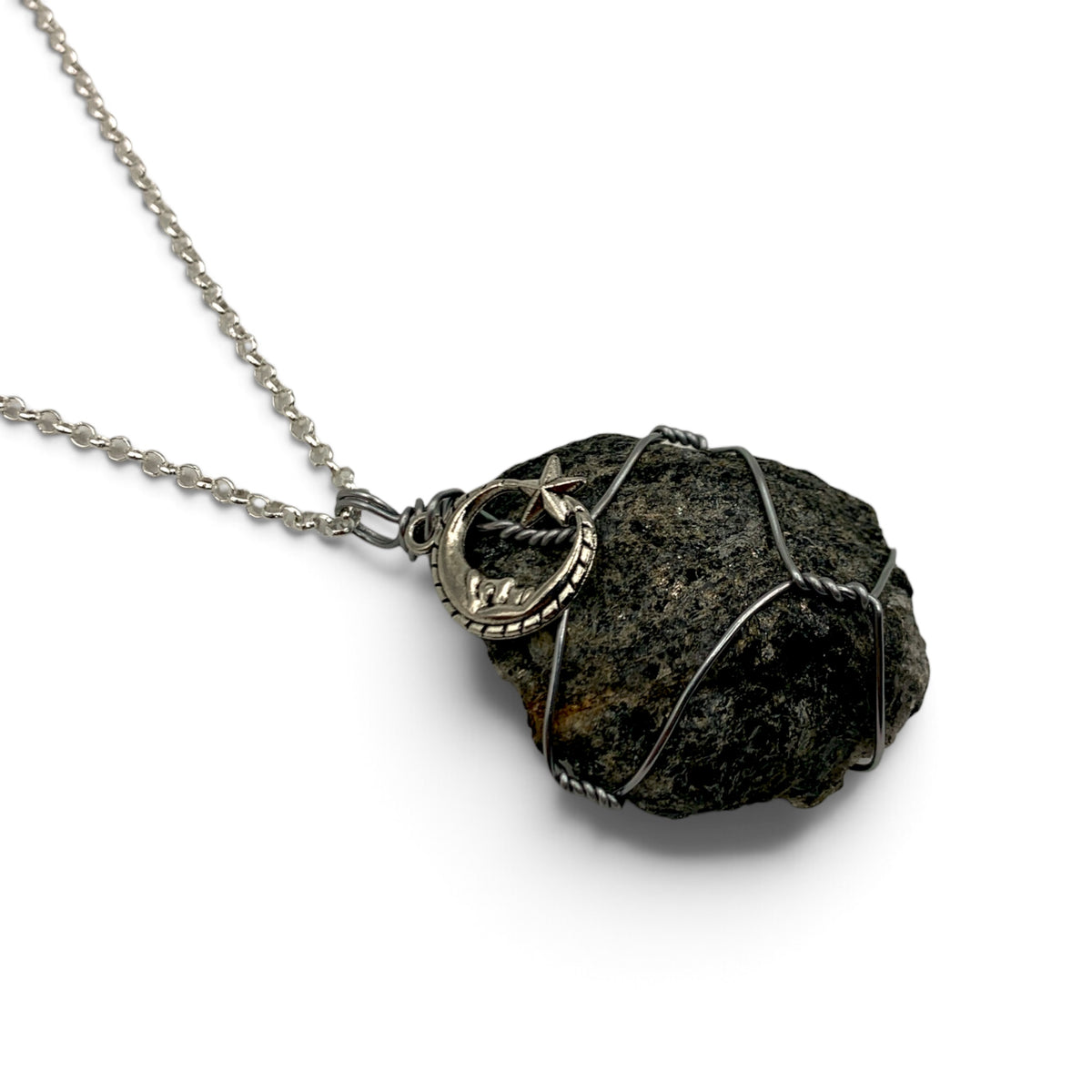 Necklace - Moonstone Black Raw with Charm $40