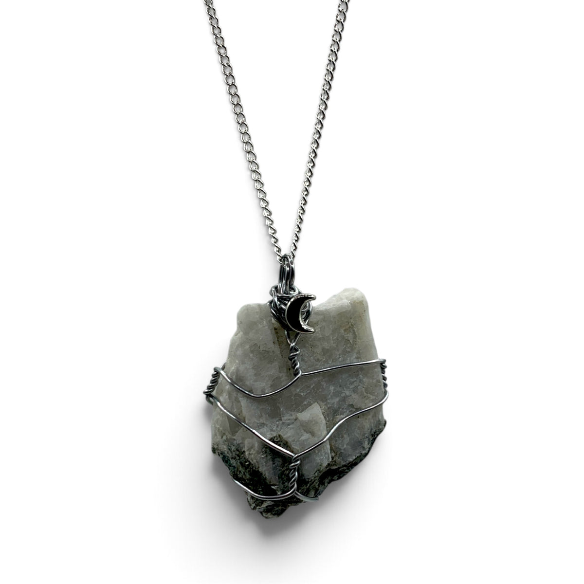 Necklace - Moonstone White Raw with Charm $40