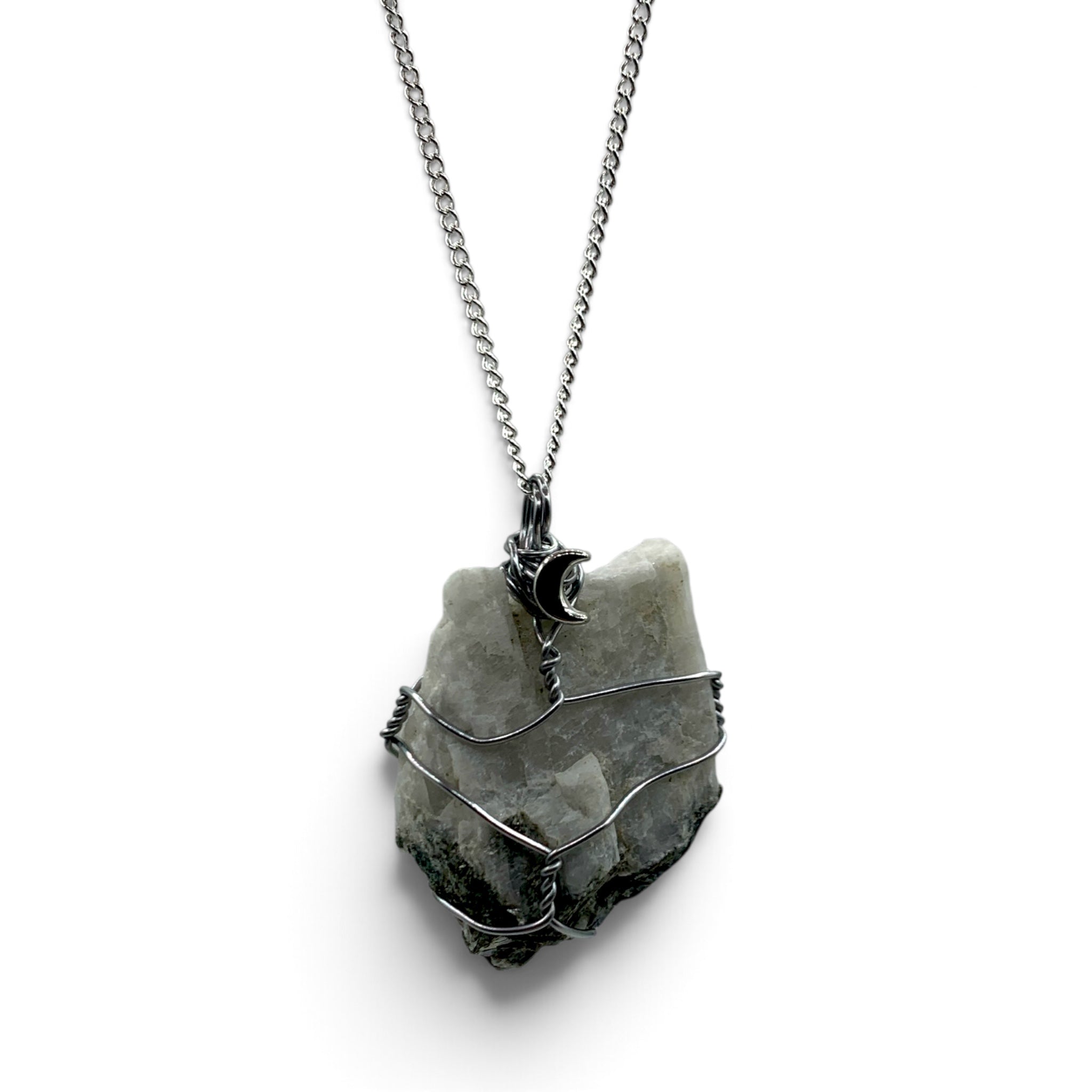 Necklace - Moonstone White Raw with Charm $40