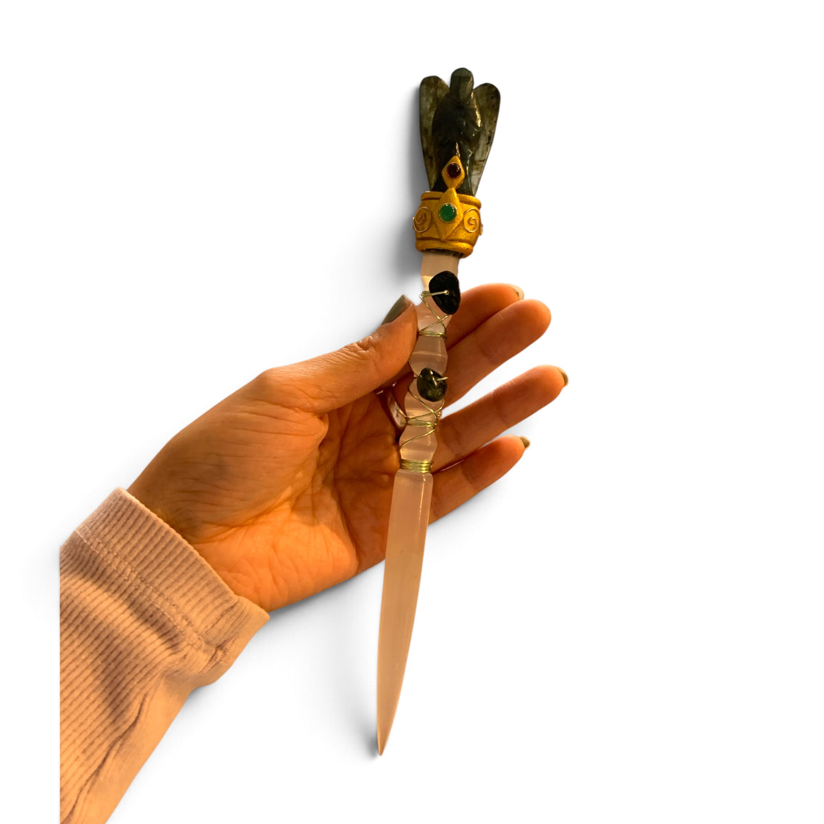 Fairy Wand - Selenite & Labradorite Angel $120