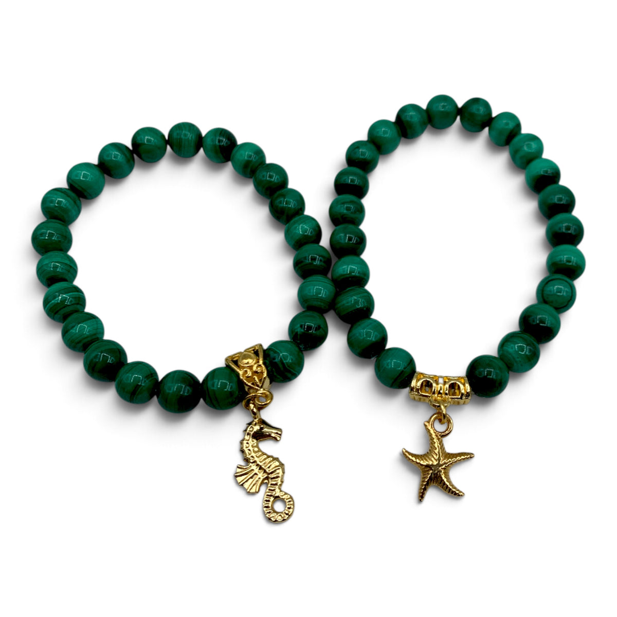 Bracelet - Malachite with Gold Coloured Charm