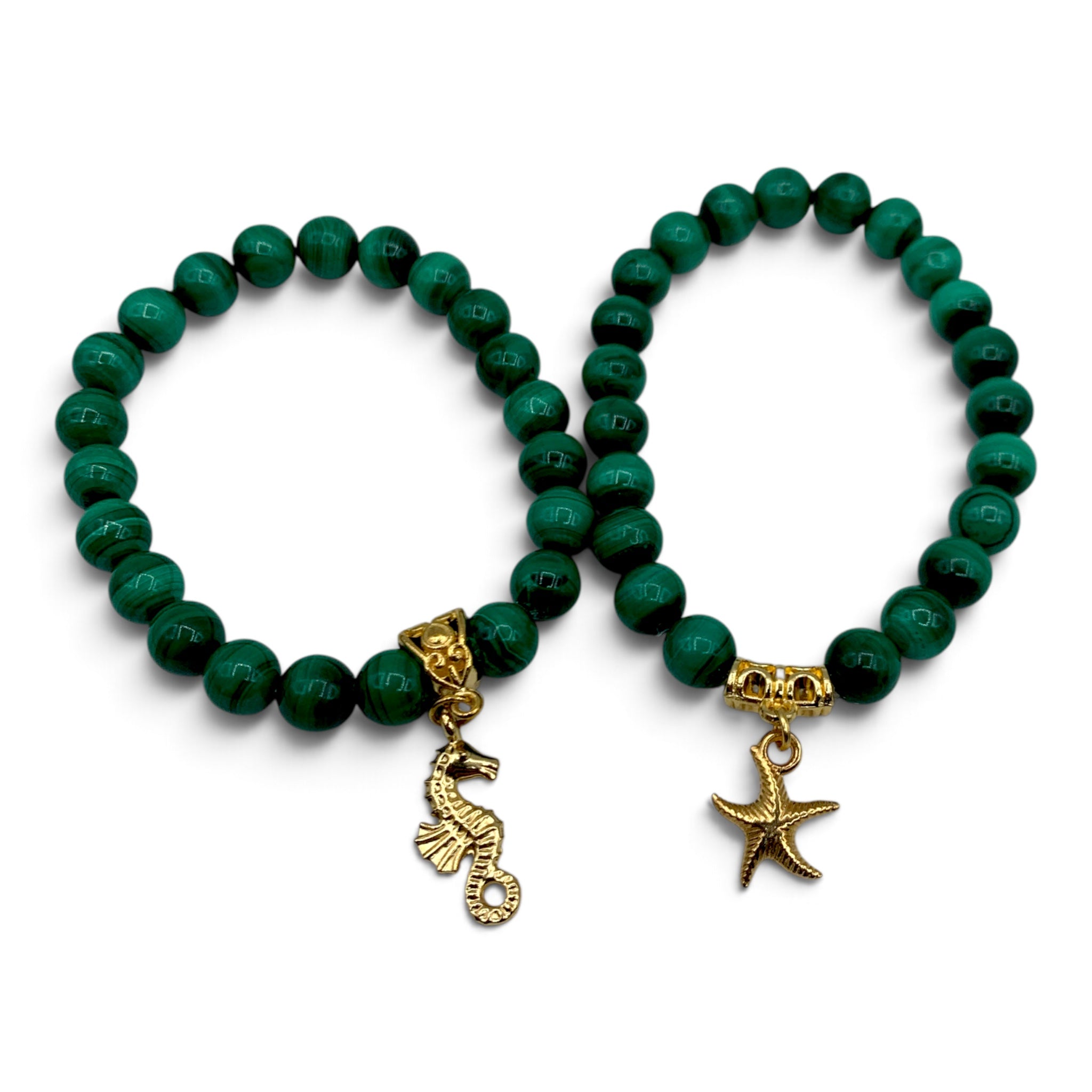 Bracelet - Malachite with Gold Coloured Charm