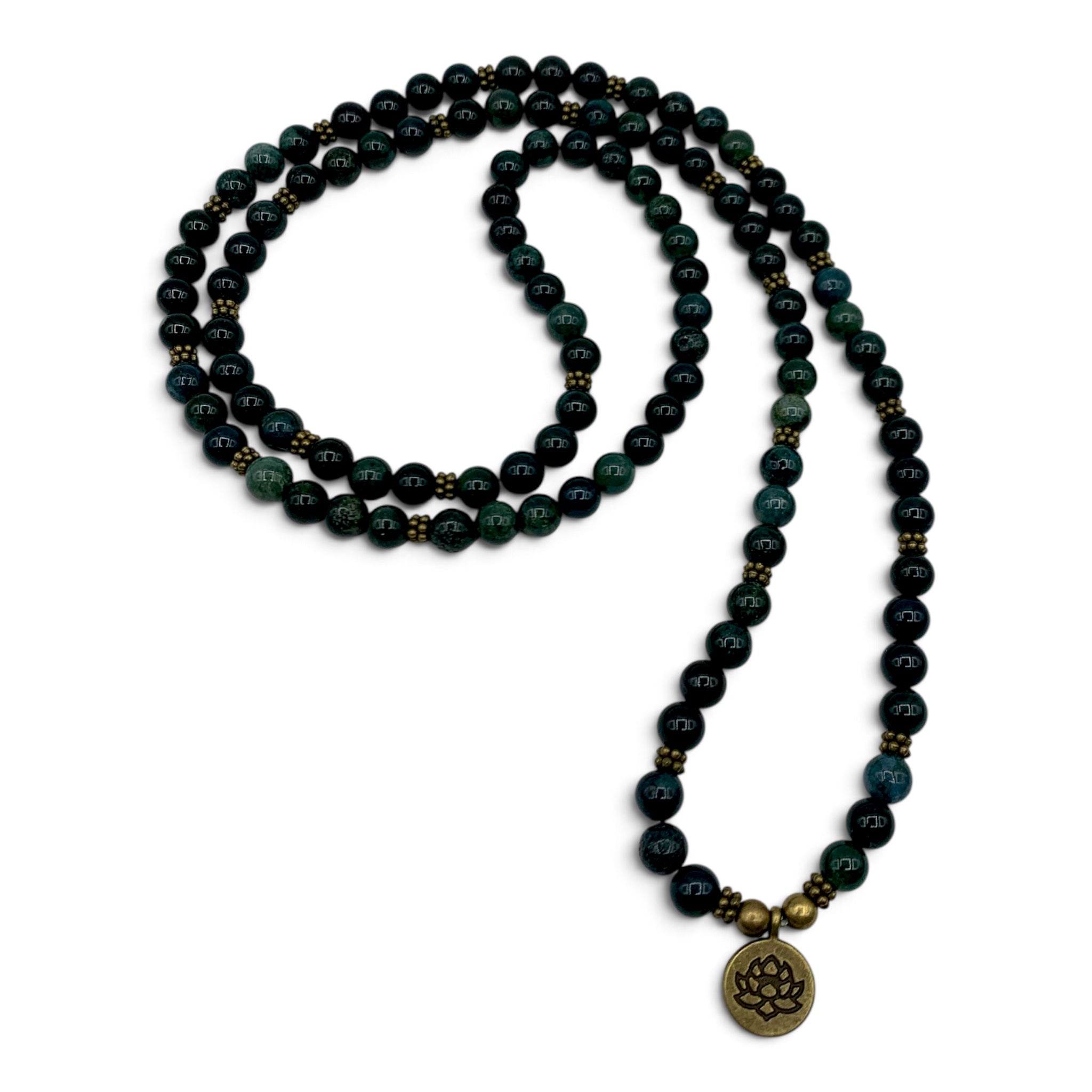 Mala- Agate Moss with Charm $60