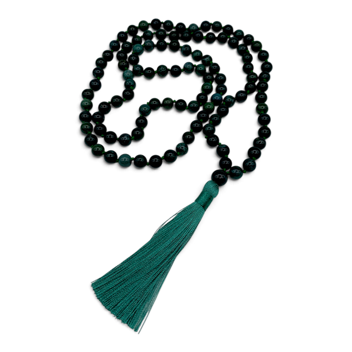 Mala- Agate Moss with Tassel $60