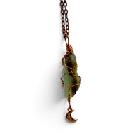 Necklace - Blue Raw Opal Moon Charm $25