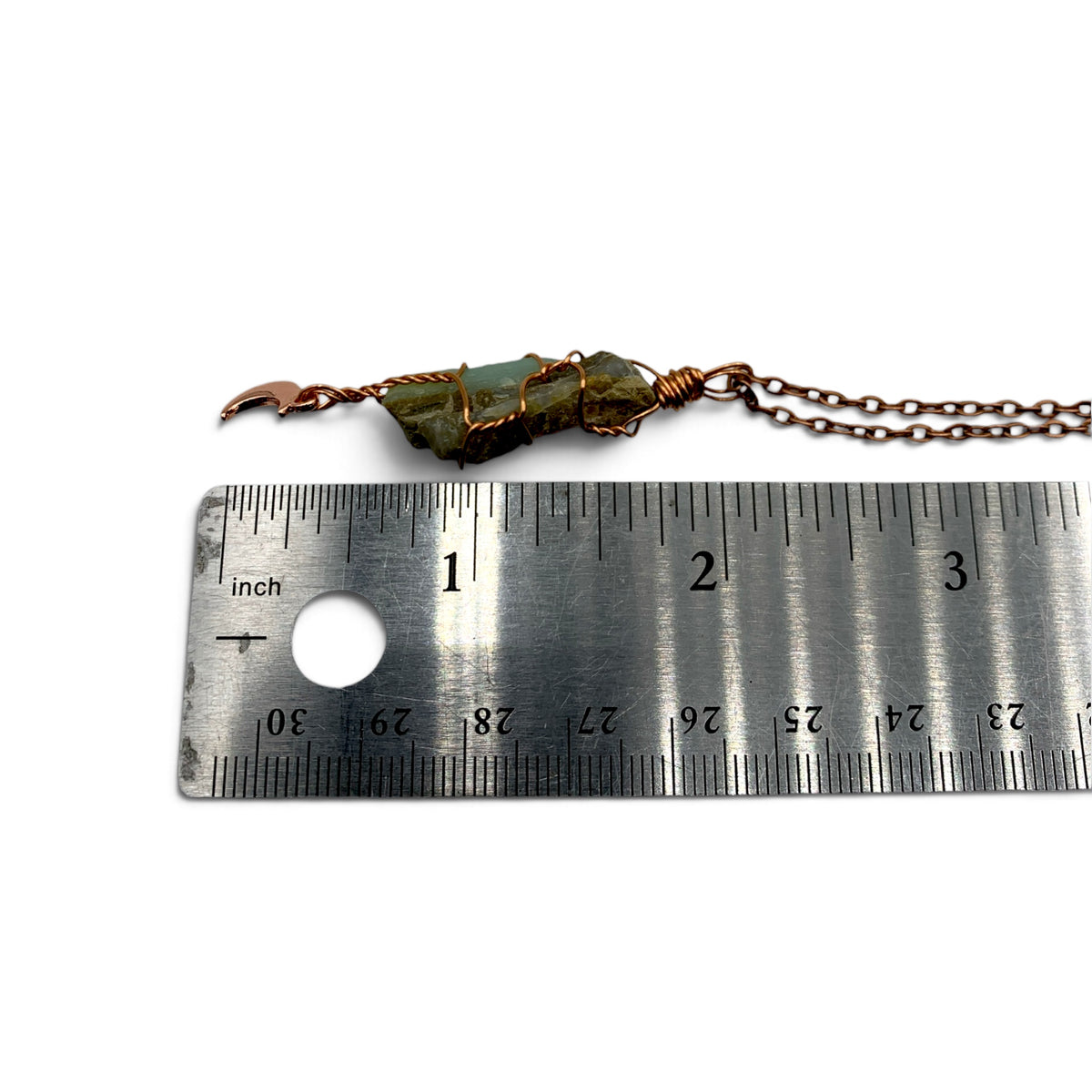 Necklace - Blue Raw Opal Moon Charm $25
