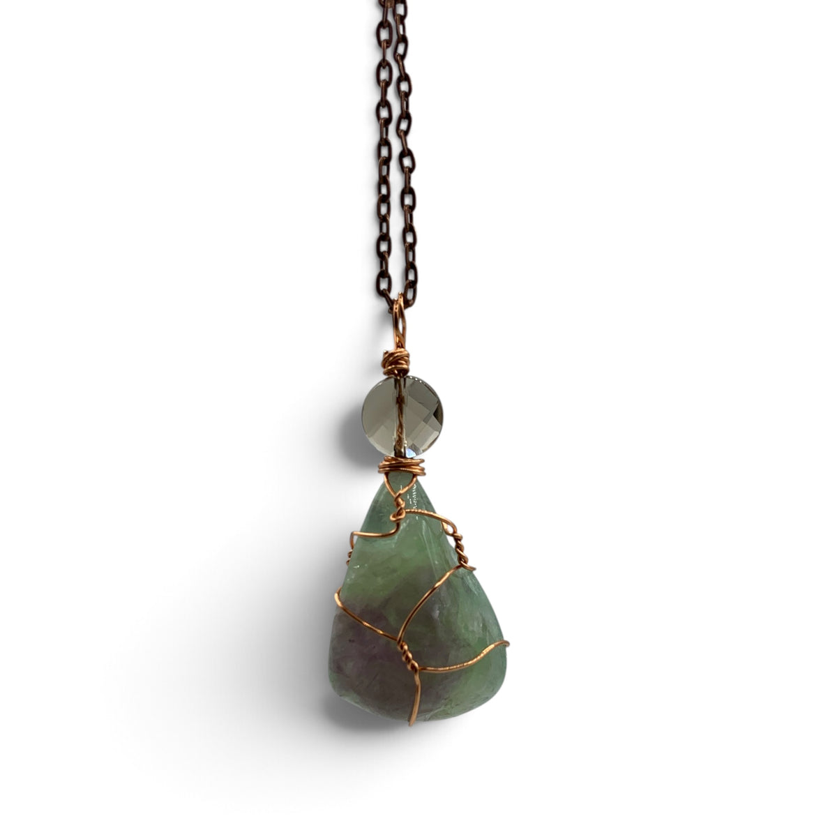 Necklace - Fluorite Rainbow & Smoky Quartz $40