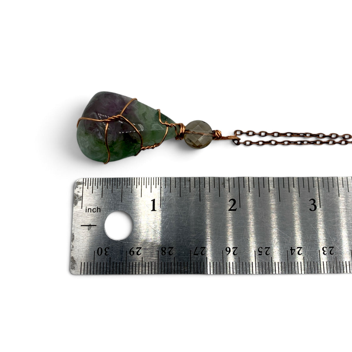 Necklace - Fluorite Rainbow & Smoky Quartz $40