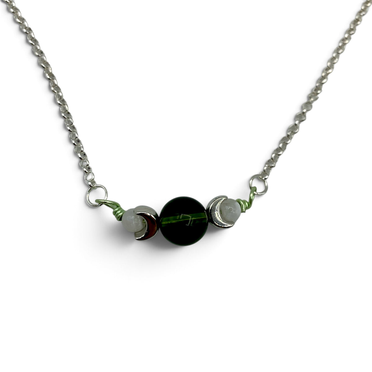 Necklace - Moldavite Moon Phase