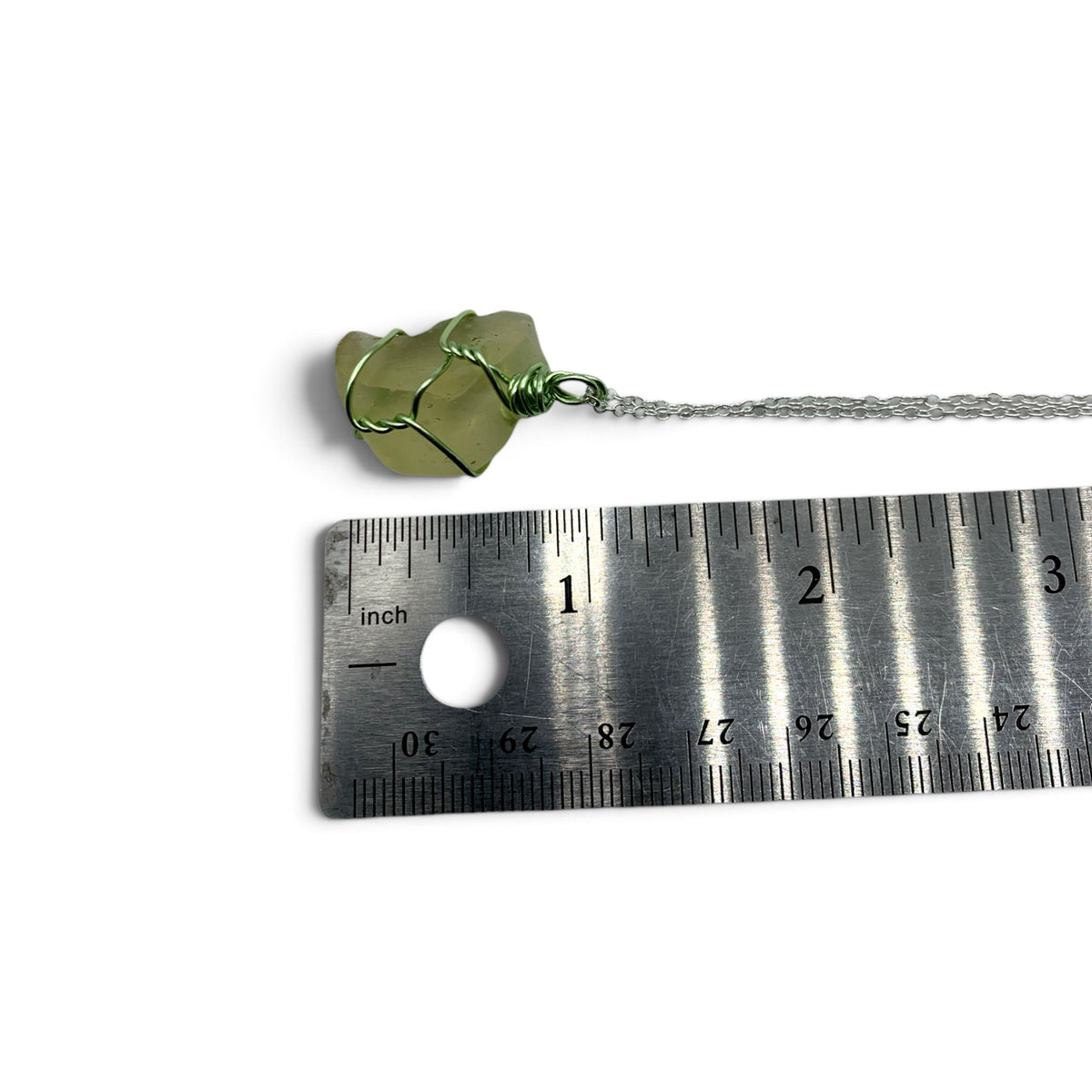 Necklace - Tektite Libyan Green Wire Wrapped $100