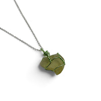 Necklace - Tektite Libyan Green Wire Wrapped $100