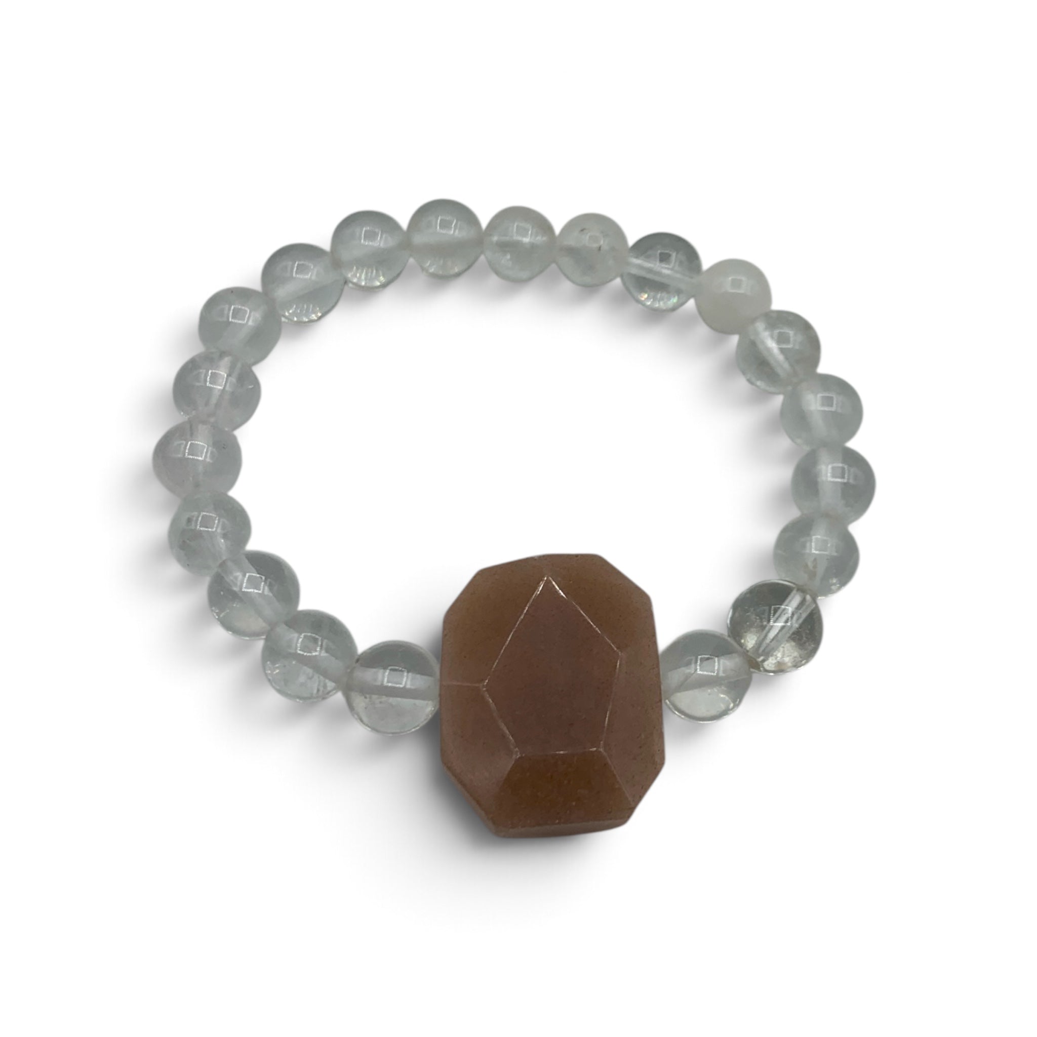 Bracelet - Clear Quartz & Peach Moonstone