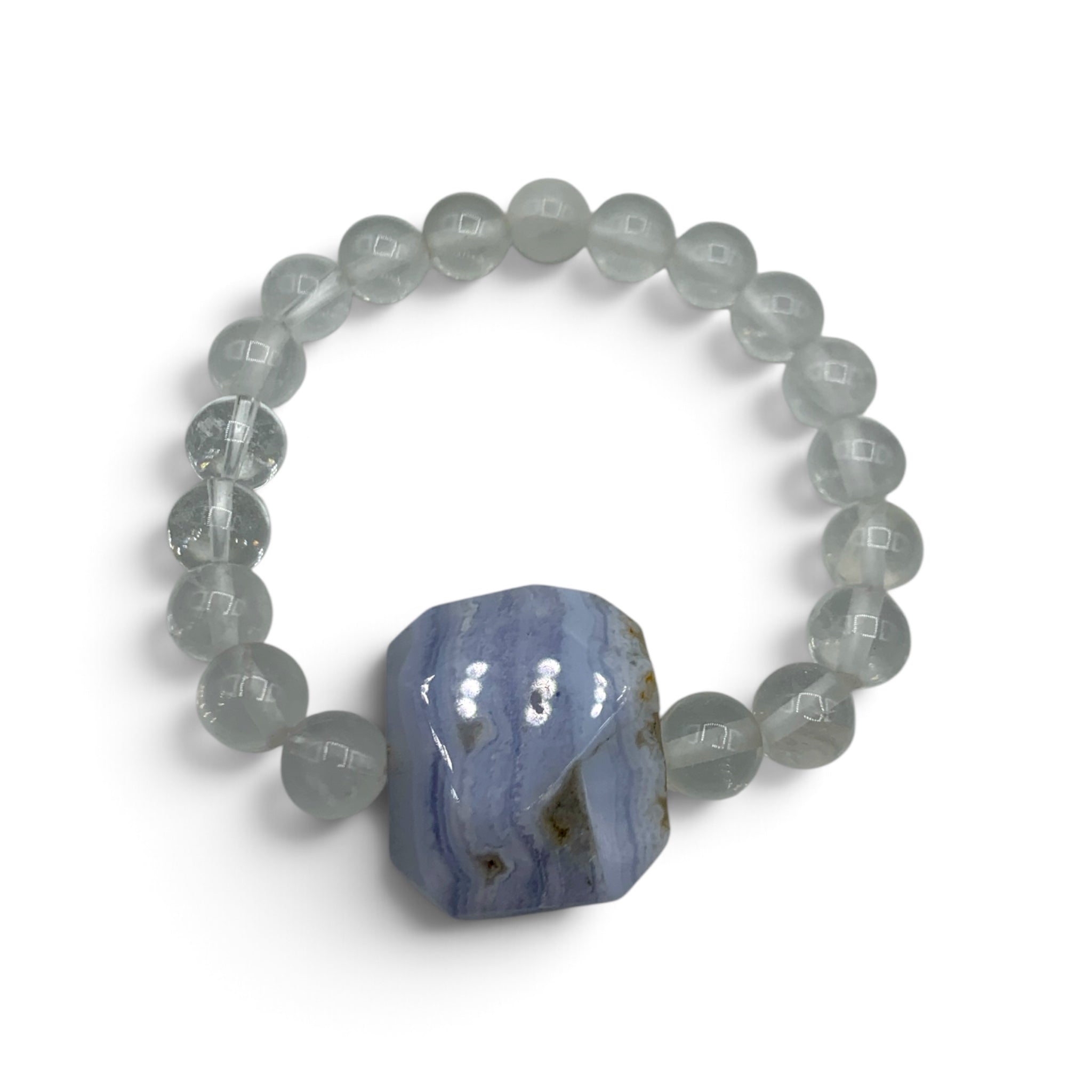 Bracelet - Clear Quartz & Blue Lace Agate