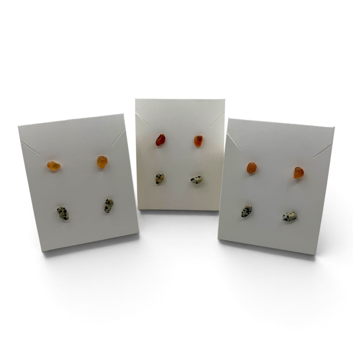 Earrings - Carnelian & Dalmatian Jasper Studs $35