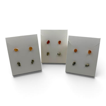 Earrings - Carnelian & Dalmatian Jasper Studs $35
