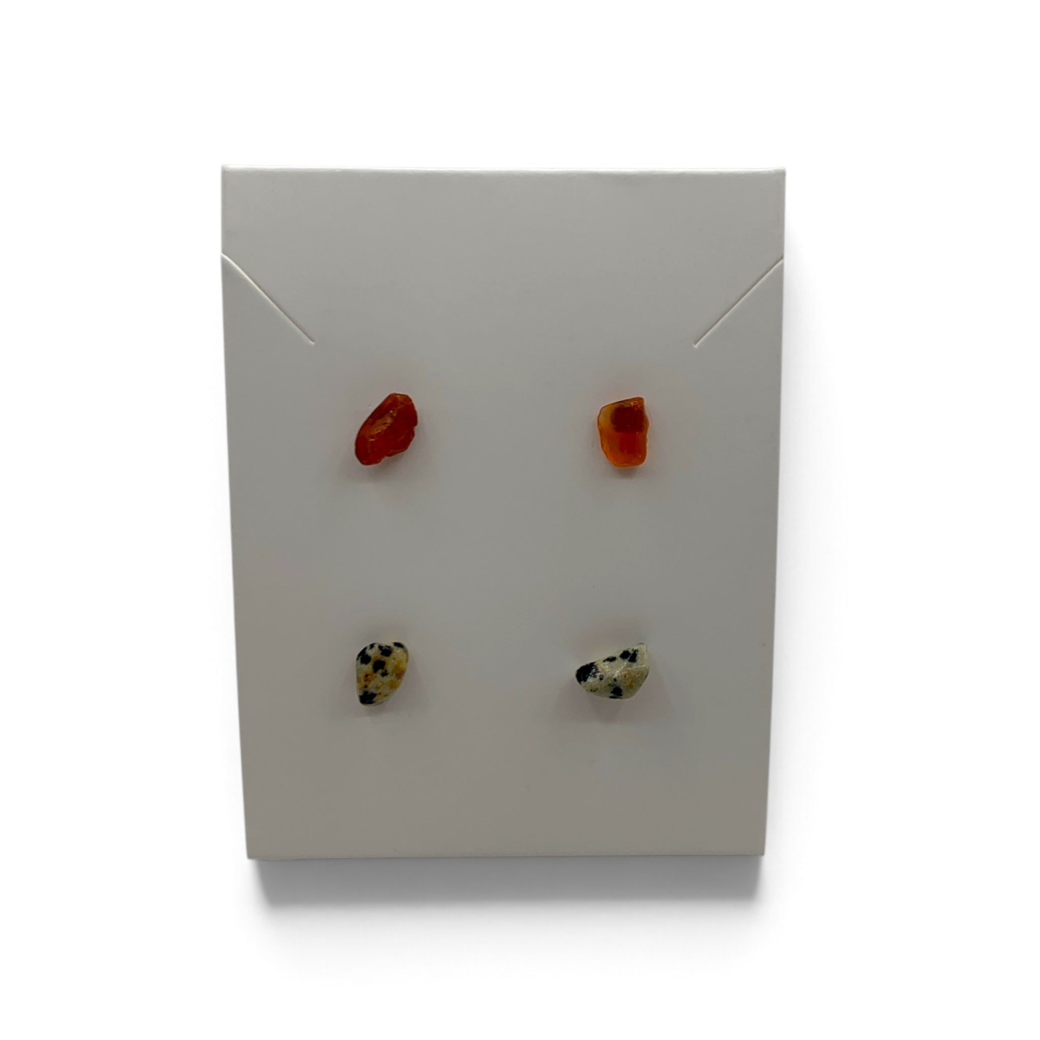 Earrings - Carnelian & Dalmatian Jasper Studs $35