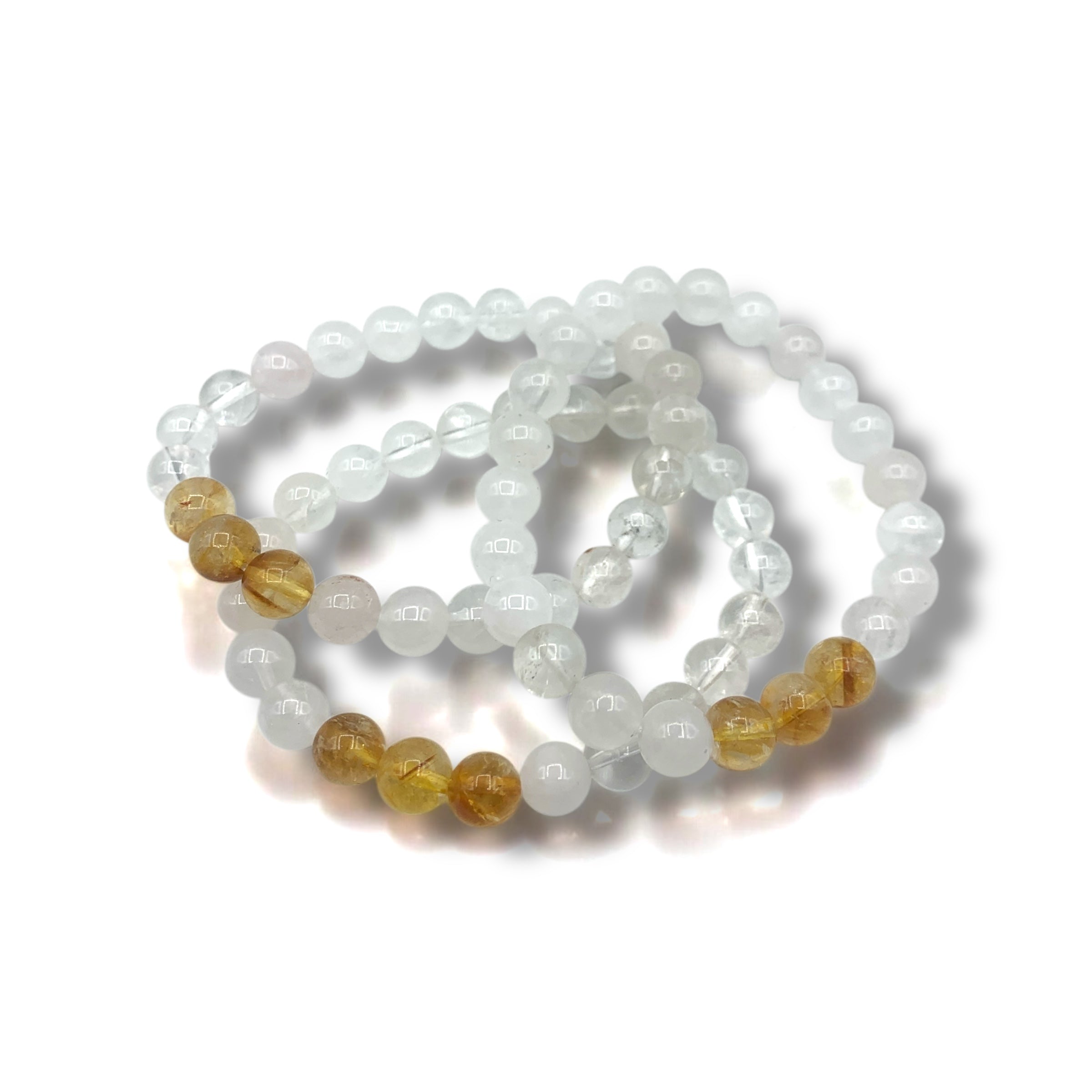 Bracelet - Citrine and Clear Quartz 8mm