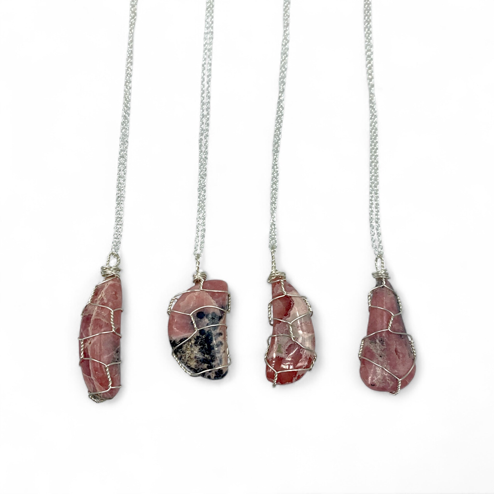 Necklace - Rhodochrosite Wire Wrapped