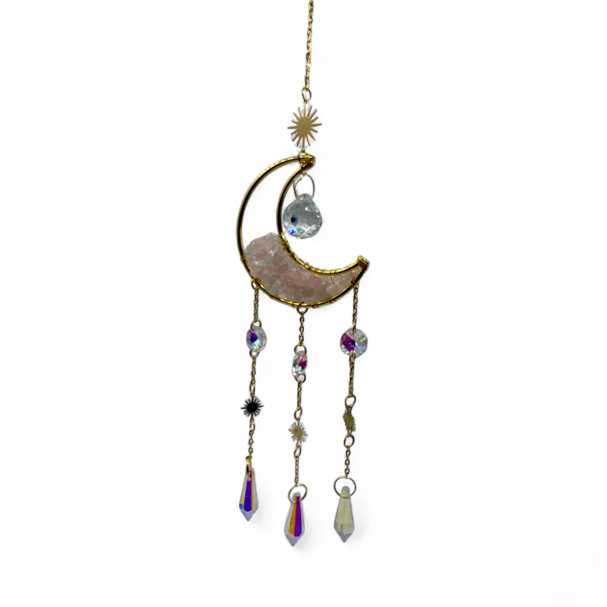 Sun Catcher - Rose Quartz Crescent Moon $50