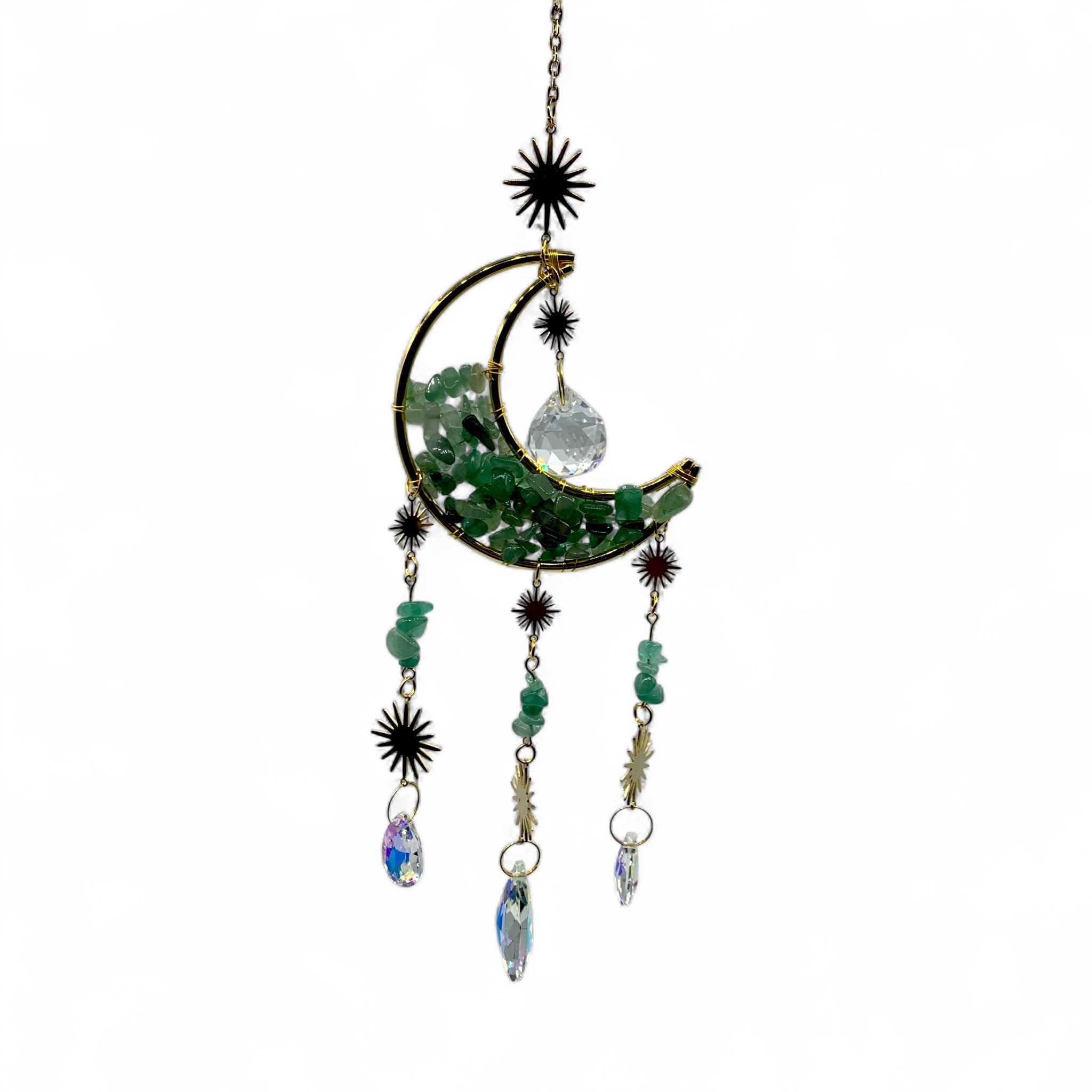 Sun Catcher - Green Aventurine Crescent Moon $50