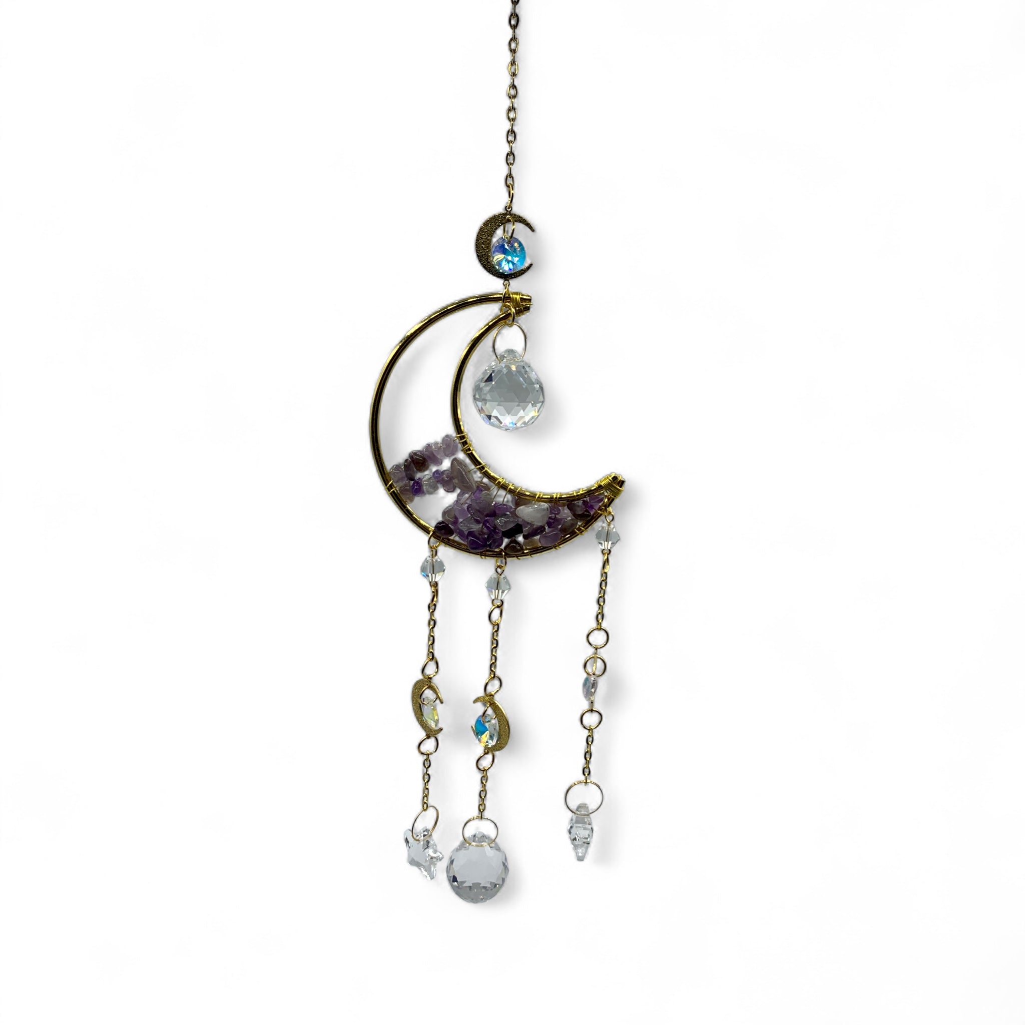 Sun Catcher - Amethyst Crescent Moon $50