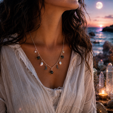 Necklace - Moldavite - "Celestial Sea"