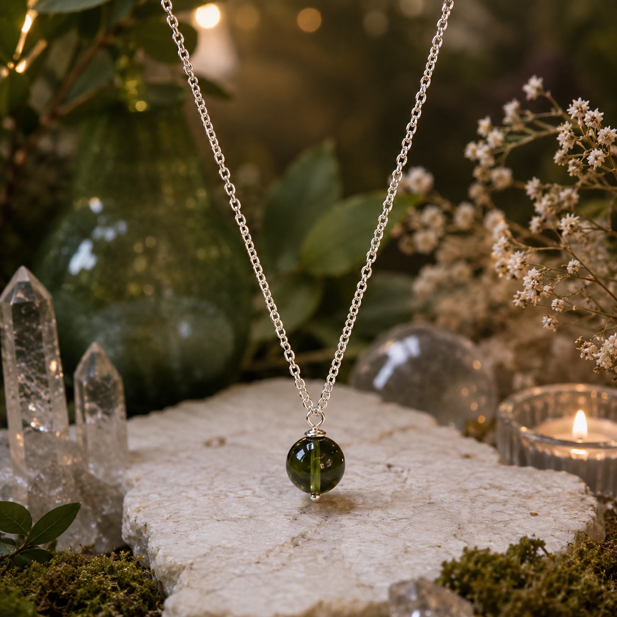 Necklace - Moldavite - Celestial Sphere