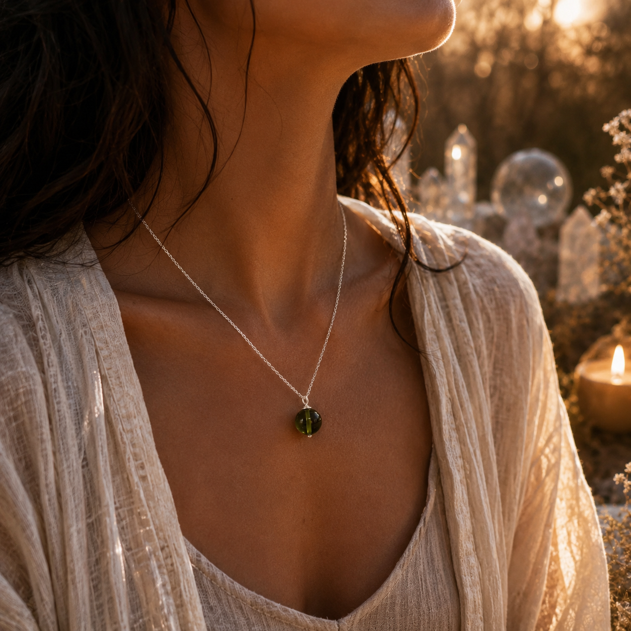 Necklace - Moldavite - Celestial Sphere