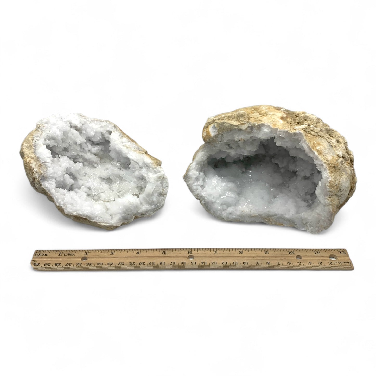 Clear Quartz Geode Pair $175