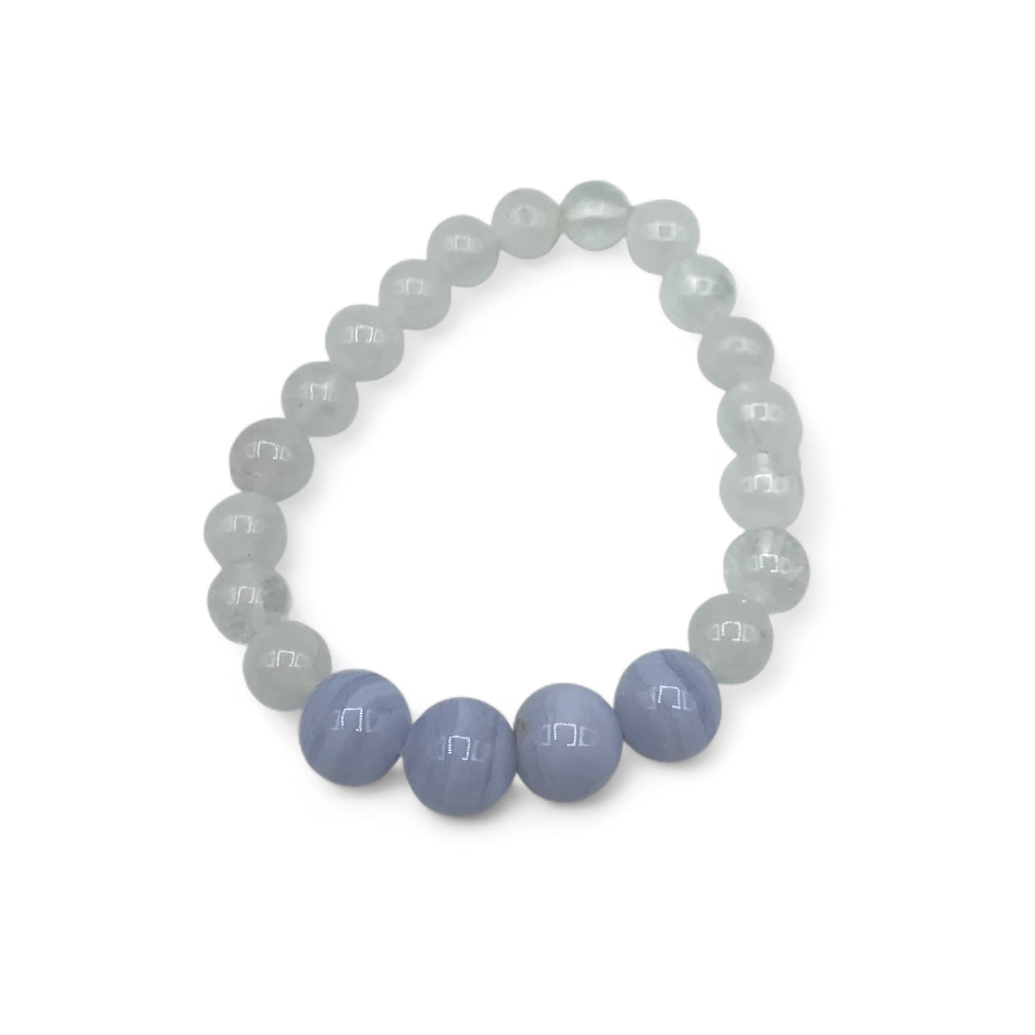 Bracelet - Agate Blue Lace and Clear Quartz 6-8mm $30