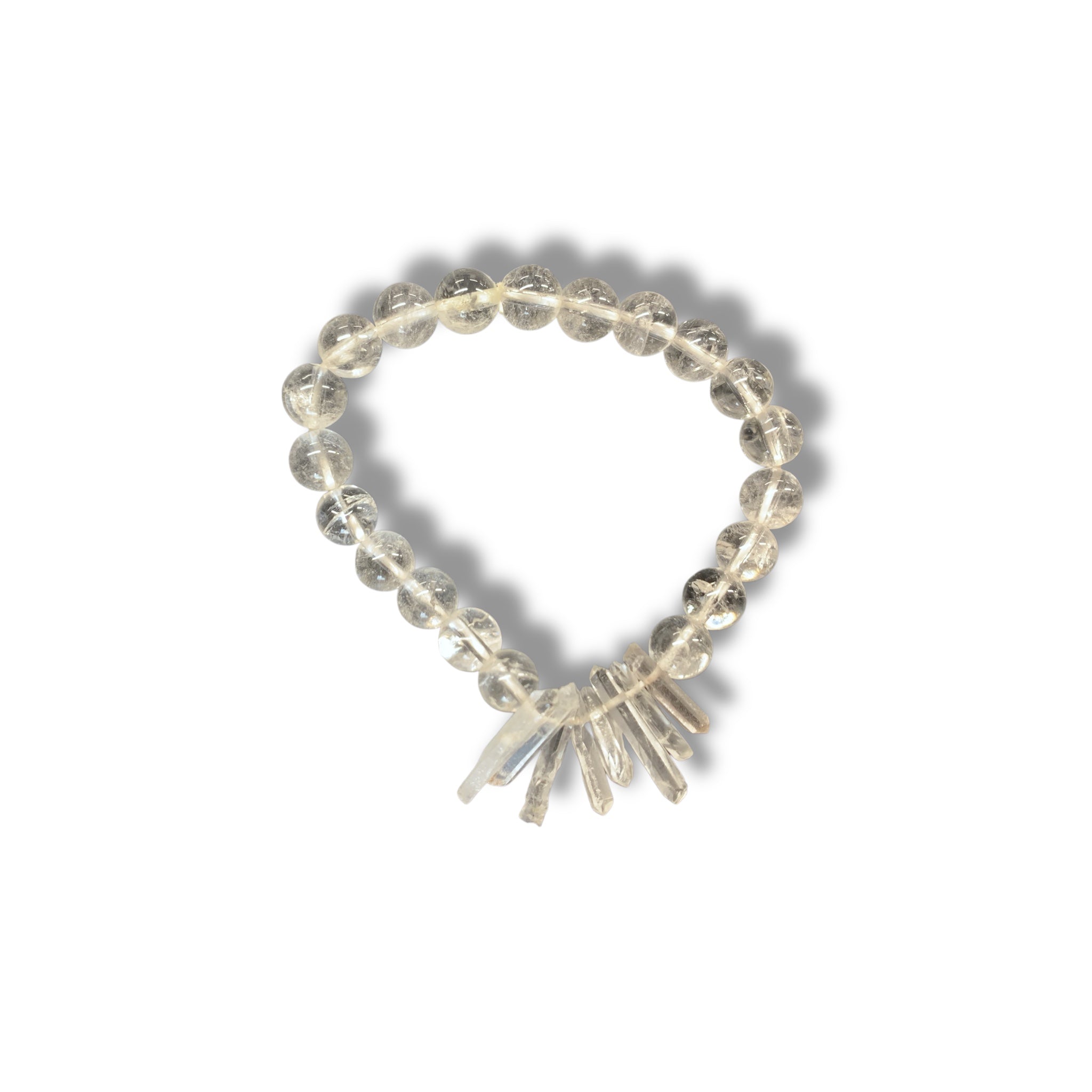 Bracelet - Clear Quartz beads and points $25