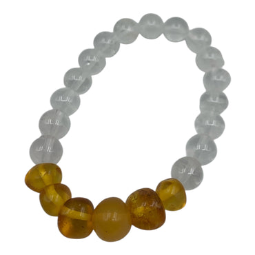 Bracelet - Amber & Clear Quartz