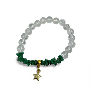 Bracelet - Emerald Raw with Star Charm $40