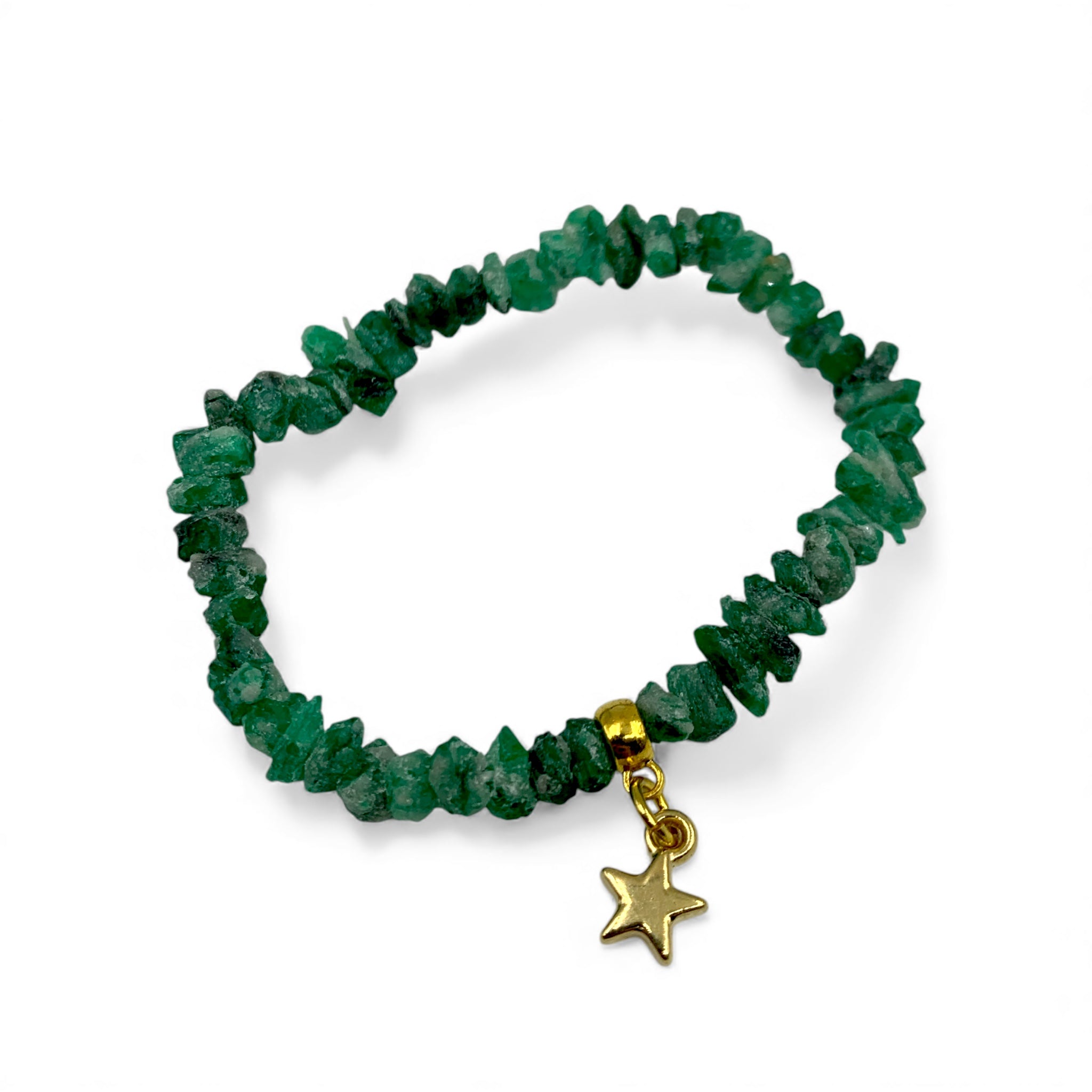 Bracelet - Emerald Raw with Star Charm $40
