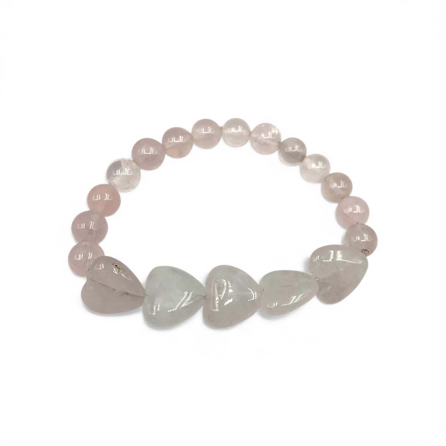 Bracelet - Rose Quartz with Hearts 8mm