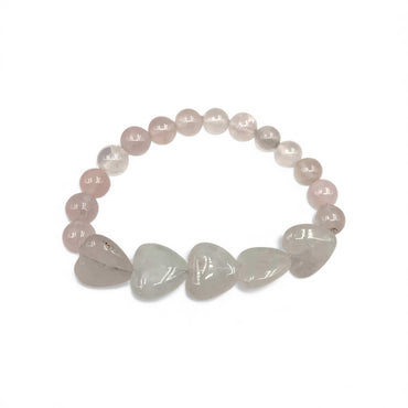 Bracelet - Rose Quartz with Hearts 8mm
