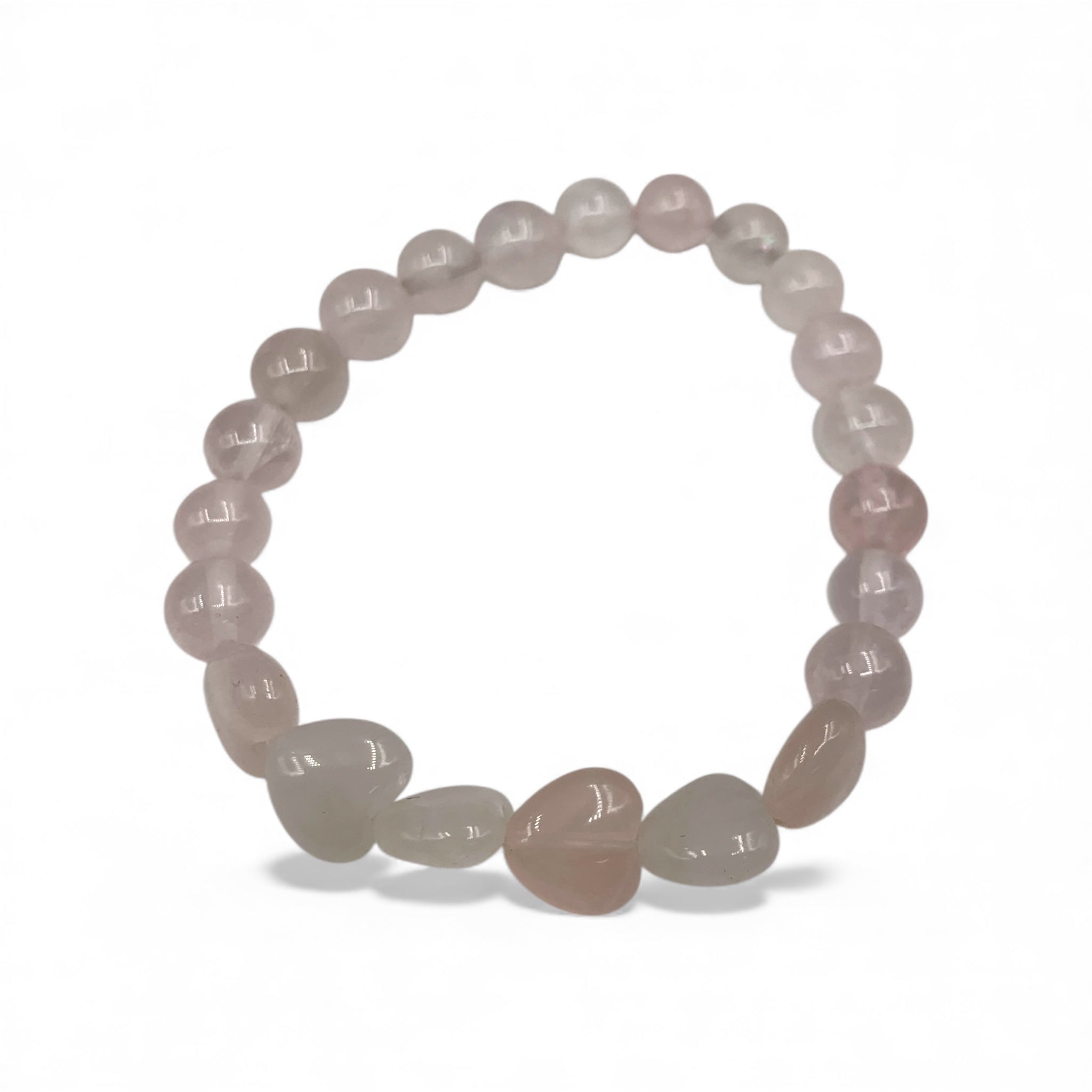 Bracelet - Rose Quartz with Hearts 8mm