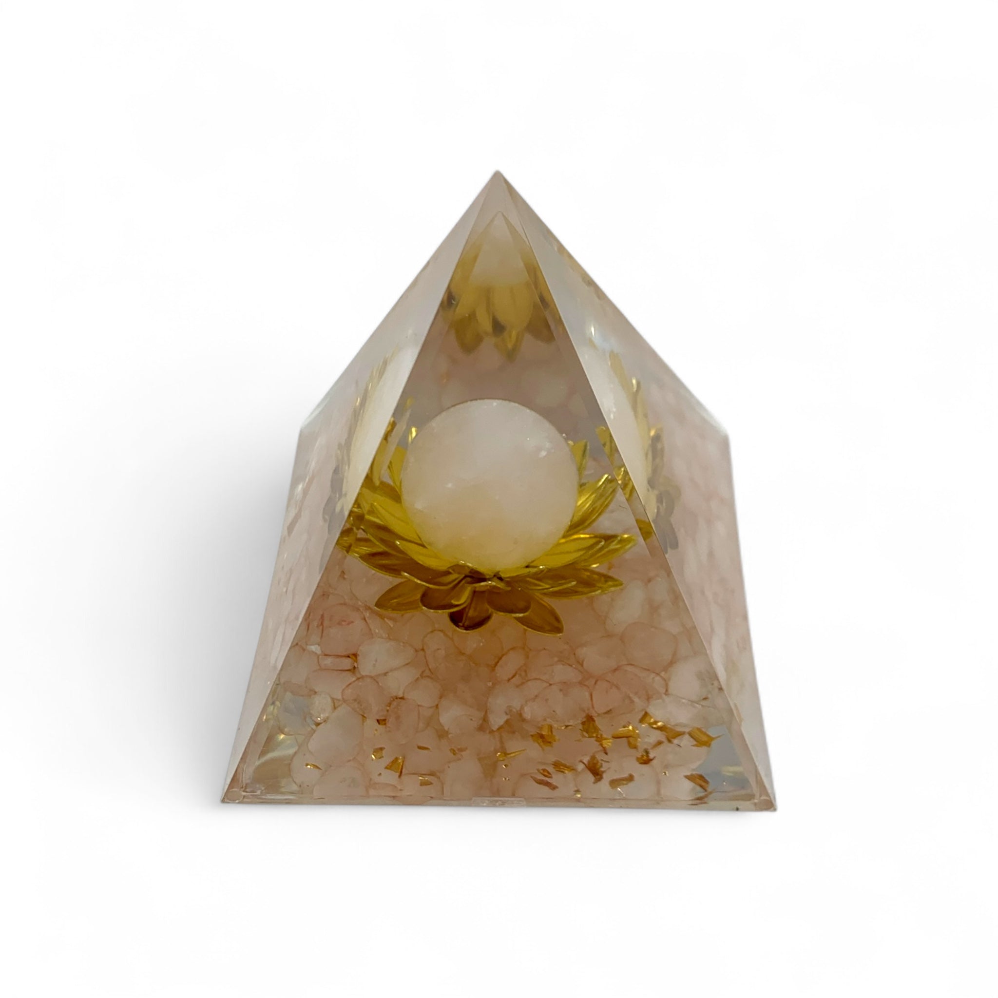 Orgonite - Rose Quartz Lotus Pyramid $50