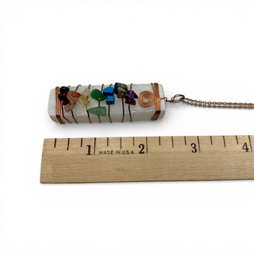 Necklace - Selenite Wire Wrapped Chakra $40