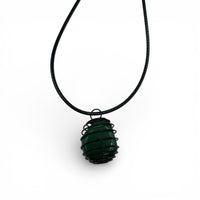 Necklace - Green Aventurine Black Cage $15
