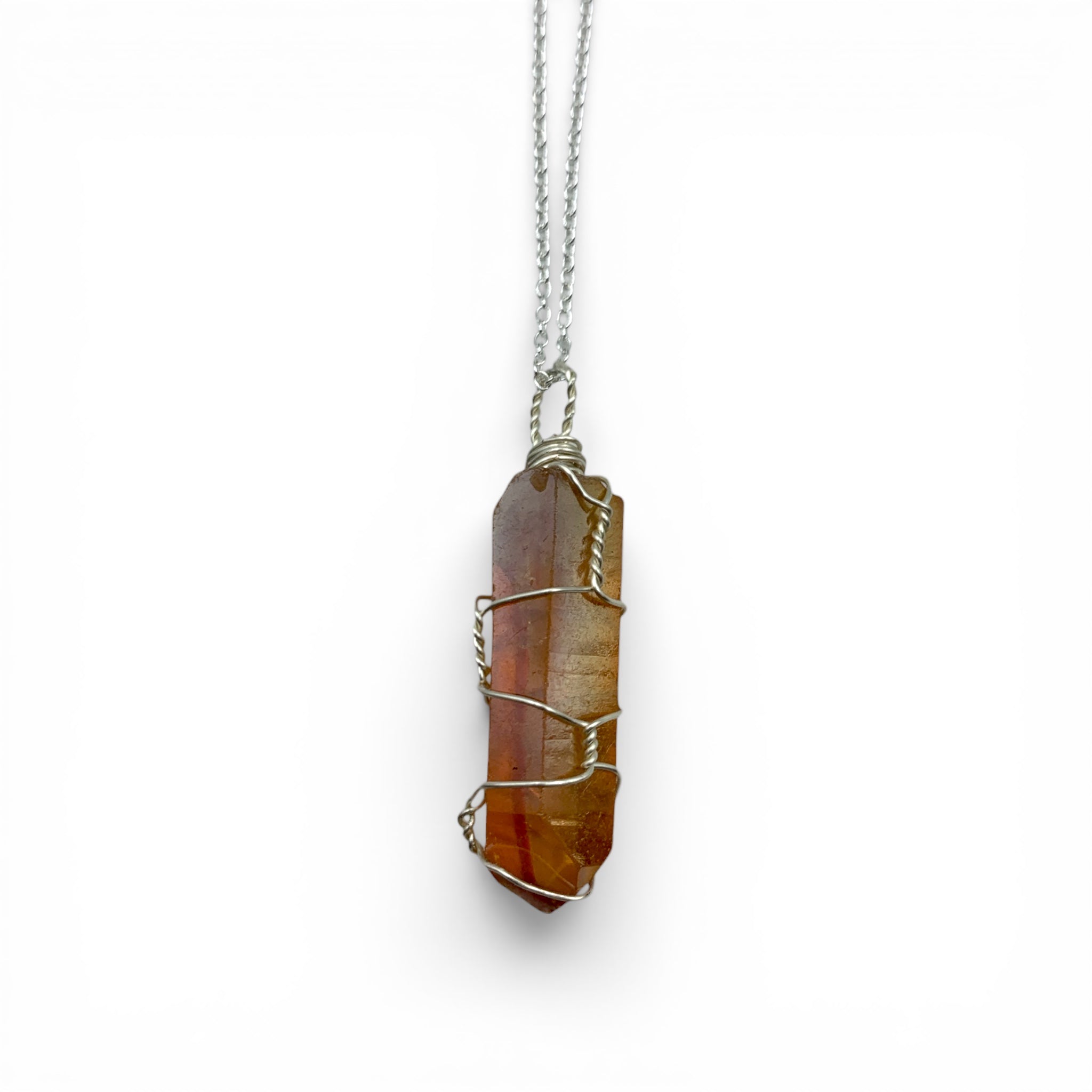Necklace - Tangerine Aura Quartz Point $35