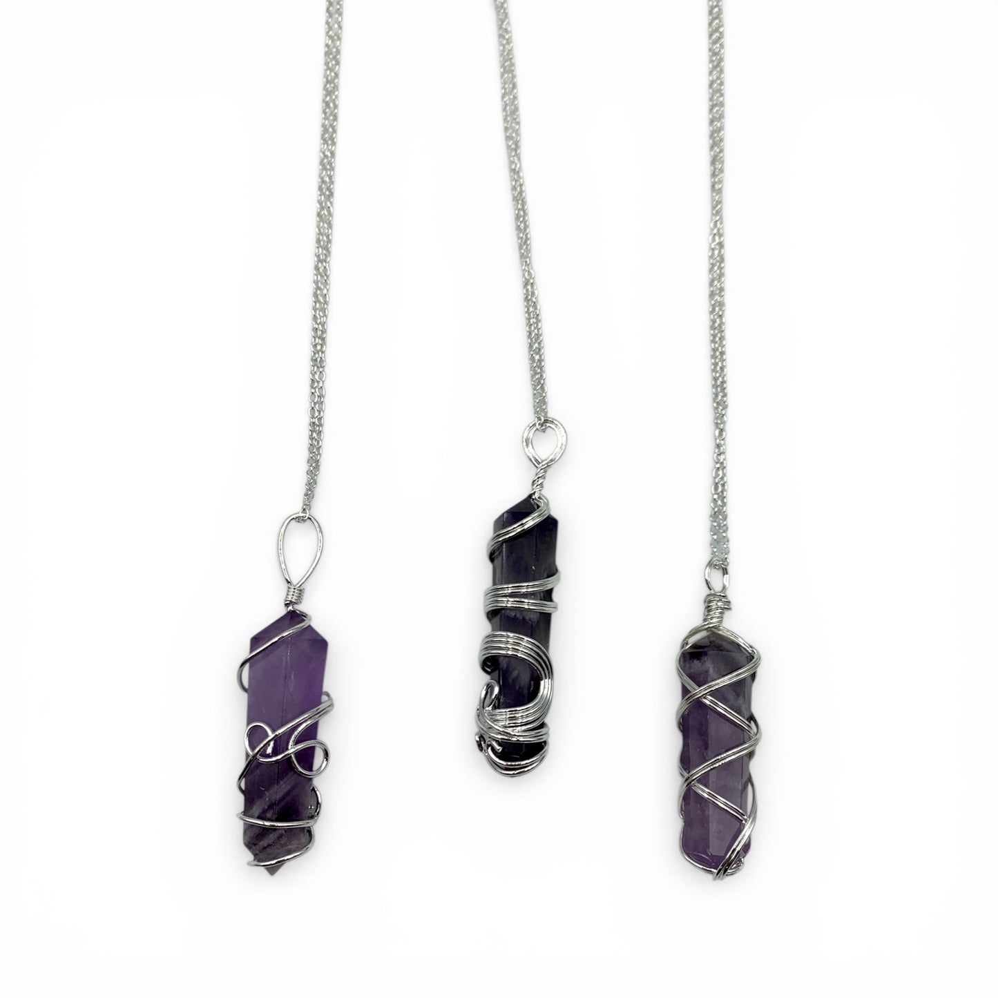 Necklace - Amethyst Double Terminated Point Wire Wrapped $40