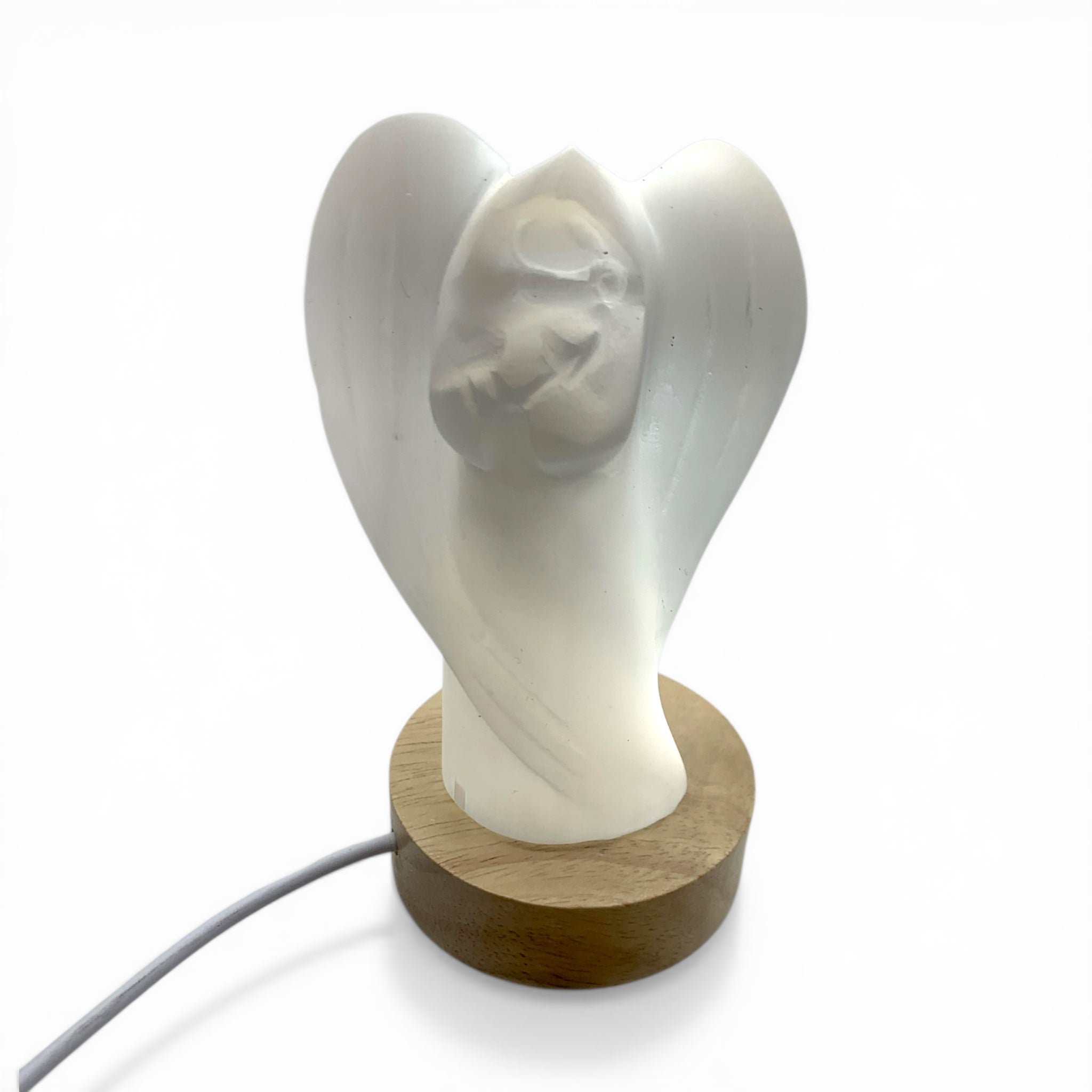 Selenite Guardian Angel Lamp White $60