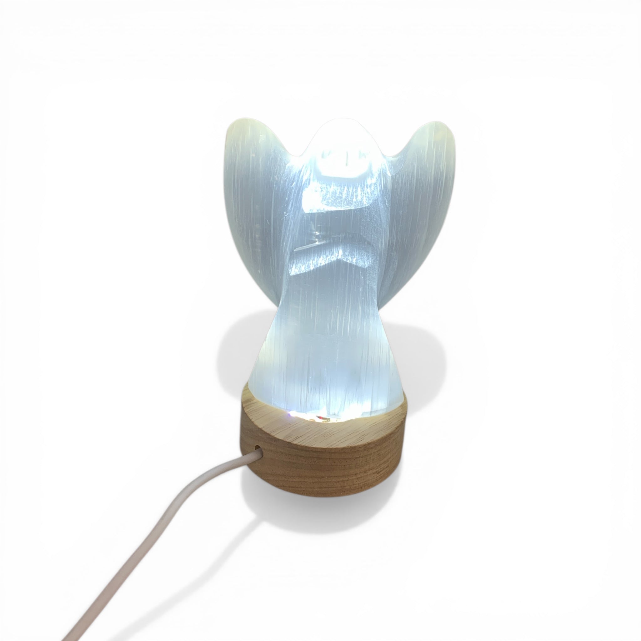Selenite Angel Lamp White $60