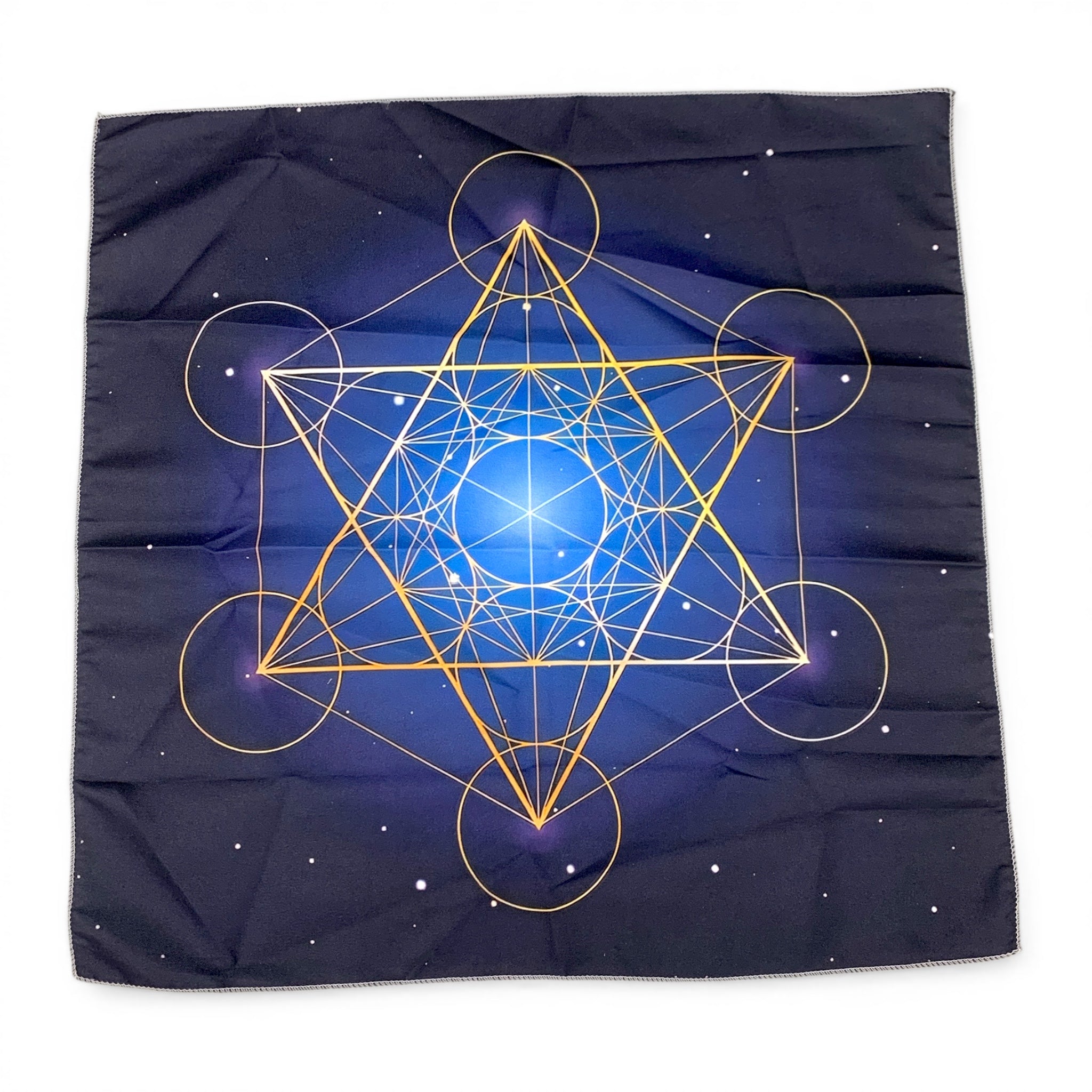 Crystal Grid Tapestry - Metatron's Cube Indigo