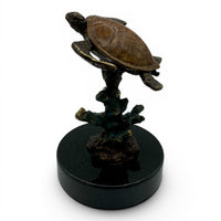 Stand- Brass Swimming Turtle on Marble $50