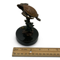 Stand- Brass Swimming Turtle on Marble $50
