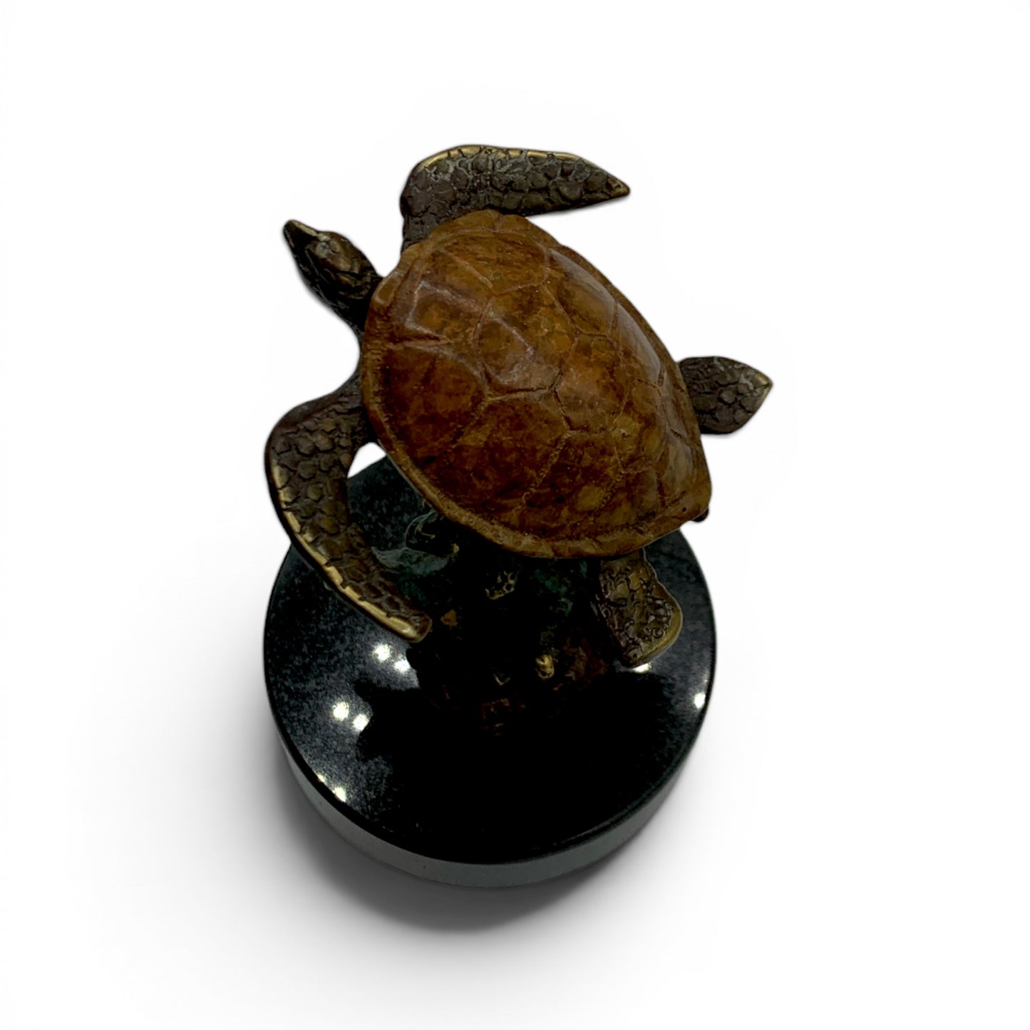 Stand- Brass Swimming Turtle on Marble $50