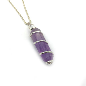 Necklace - Amethyst Spiral Wrapped $40