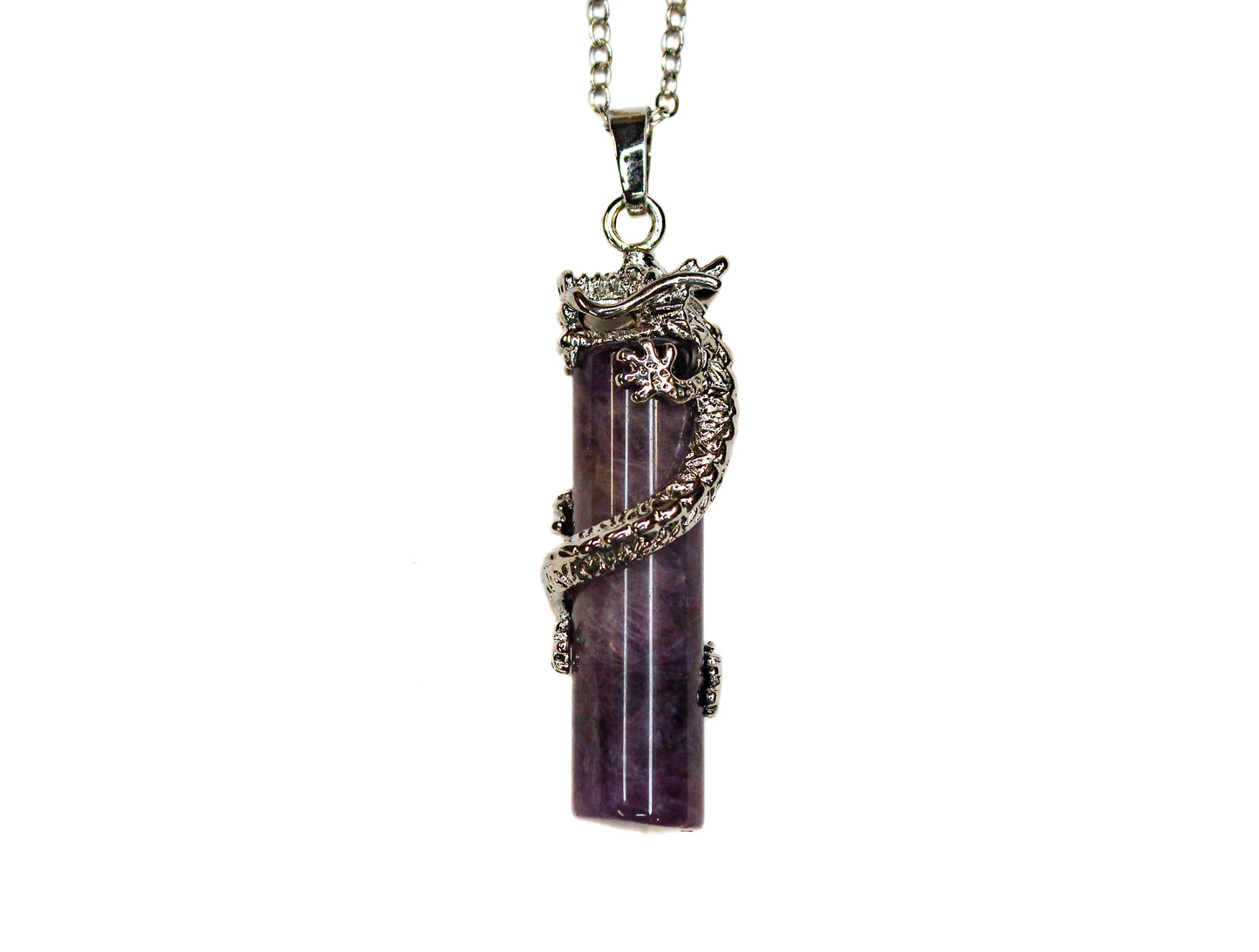 Necklace - Dragon Wrapped Amethyst Cylinder $30